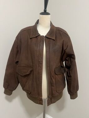 Vintage IZZU Brown Suede Bomber Jacket with Flap Pockets unisex sm good co